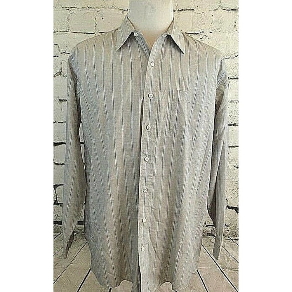 Stafford Striped Wrinkle Free Long Sleeve Button Up Dress Shirt X-Tall 17 35/36